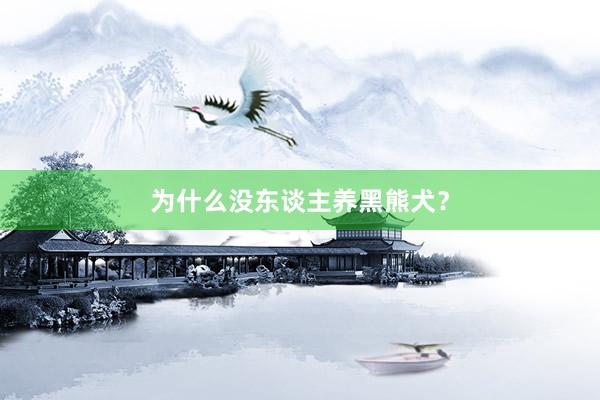 为什么没东谈主养黑熊犬？