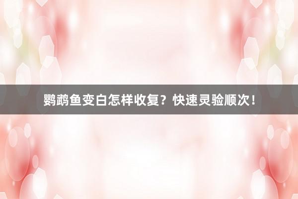 鹦鹉鱼变白怎样收复？快速灵验顺次！